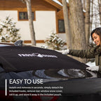 Rear Windshield Cover for Ice and Snow, for Sedans - Rear Window Cover to Reduce Scraping, with Elastic to Conform to Vehicle's Shape - Secure Hooks for A Tight Fit - Black, 50 x 32 Inches