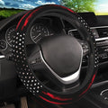 Red Black American Flag Elastic Steering Wheel Cover, Non-Slip Breathable Neoprene Steering Wheel Covers, Men Car Accessories, Universal 15 Inch Fit Auto, Suvs, Truck