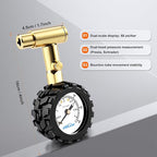 Bike Tire Pressure Gauge - Dual Head for Schrader & Presta Valves,0-60 PSI / 4 BAR Range, 1.5-Inch Dial with Gear Protection Sleeve - Suitable for MTB, Road, E-Bikes and Motobike