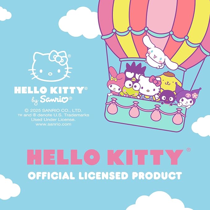 Hello Kitty Steering Wheel Cover, Official Sanrio Car Steering Wheel Cover with Universal Size 14.5-15, Cute White Hello Kitty Car Accessories for Women (Hello Kitty Look at Me)