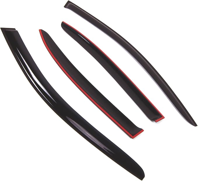 WD2-746 Dark Smoke 4 Pcs Set Window Visor (Outside Mount) Deflector Rain Guard Compatible with 2011-2016 Volkswagen Jetta Sedan
