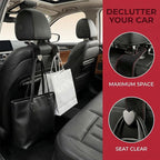 2PCS Cute Heart Car Seat Headrest Hook, Suede Leather Car Seat Back Storage Hanger for Purse and Bag, Universal Vehicle Interior Organizer Accessories for SUV, Truck(Black)