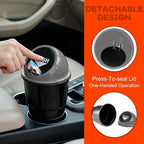 Cup Holder Trash Can for Car, Leakproof Vehicle Back Seat Garbage Can Mini Portable Trash Bin with Lid, Universal Smellproof Cup Holder Garbage Bin for Cars Trucks SUVs (Gray)