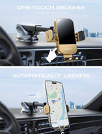 Wireless Car Charger, 15W Fast Charging Auto Clamping Car Charger Phone Mount Phone Holder fit for iPhone 15 14 13 12 11 Pro Max Xs, Samsung Galaxy S24 Ultra S23 S22 S21, S20, S10+, Golden
