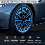 Hubcap Wheel Cover Replacement R14 Hub Caps Universal-Fit Steel Wheel Rim Cover ABS Material Exterior Accessories for Car Truck SUV -Set of 4（14-inch，Blue-Black）