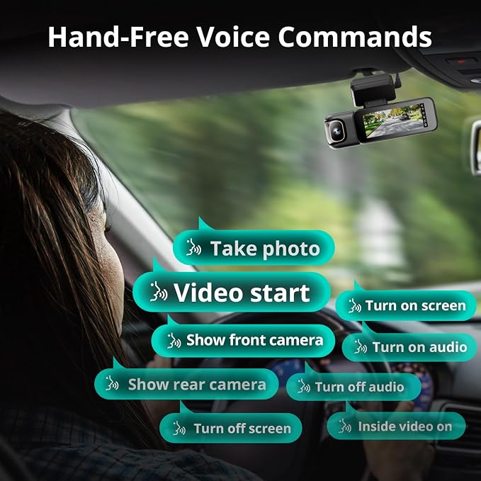 4K 3 Channel Dash Cam Front and Rear/Inside, 360°Dash Camera with 3.18" Touch Screen, Night Vision Dashcam, Voice Control, 24/7 Parking Mode Car Camera, Free 128GB Card 5.8GHz WiFi & GPS