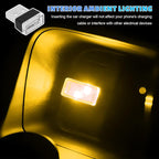4 PCS USB LED Car Atmosphere Lamp, Mini Night LED Vehicle Trunk Ambient Lighting Kit, Portable Plug-in USB Interface Vehicle Decor Atmosphere Lamp, Interior Car Accessories (Yellow)