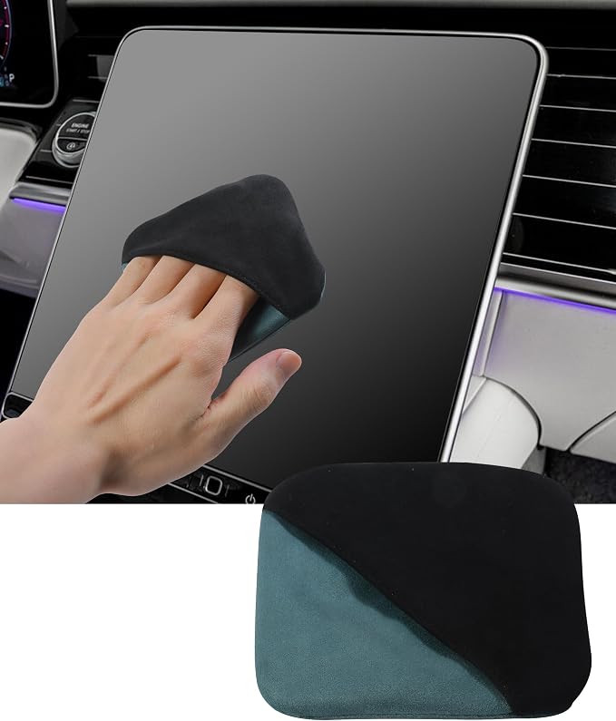 SCUARI Car Screen Cleaner,Touch Screen Cleaner for Car,Car Accessories Car Screen Wipes,Foldable Car Screen Cleaner Cloth,Square Microfiber Screen Cleaning Pad,Fits Car Dashboard LCD Display (Green)