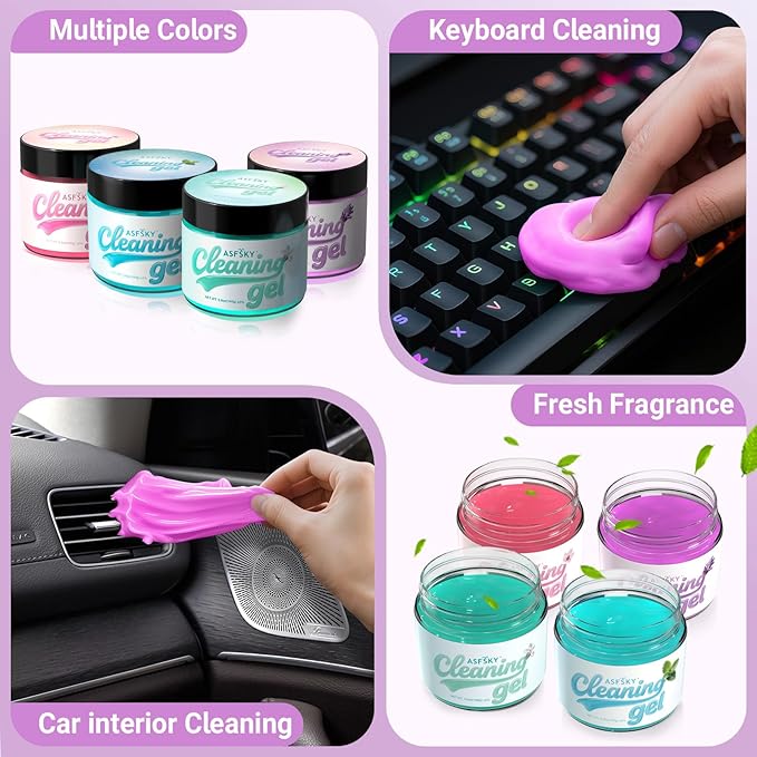Car Cleaning Gel (Purple,Lavender) Cleaning Putty Universal Dust Cleaning Car Interior Cleaner Keyboard Dust Remover Car Slime Gifts for Men Women Girl（1 Pack）
