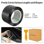 Carbon Fiber Wrap Tape for Car Door Sill Protector, Waterproof Scratch-Resistant Matte Black Vinyl Film, 2.7 in x 33 ft for Cars, SUVs & Trucks
