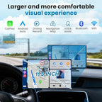 Portable Apple Carplay Screen for Car, 11.3" Extra Large Wireless Car Play & Android Auto Screen for Car, Car Stereo with 4K Dash Cam, App View, Backup Camera,GPS,Mirror Link,FM, Voice Control