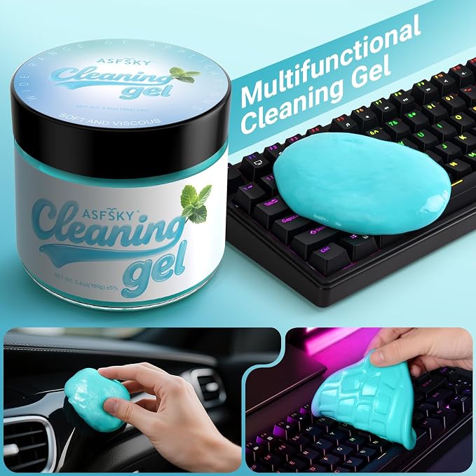 Car Cleaning Gel (Blue,Mint) Cleaning Putty Universal Dust Cleaning Car Interior Cleaner Keyboard Dust Remover Car Slime Gifts for Men Women girl（1 pack）