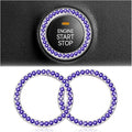 Bling Car Engine Start Ring Decals, 2PCS Crystal Rhinestone Vehicle Push Start Button Cover Sticker, Key Ignition Knob Ring, Sparkling Automotive Interior Accessories (Royal Blue)