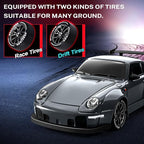 RC Drift Car, 1:24 Remote Control Car for Kids, 20KM/H 4WD High Speed RC Cars with LED Lights, Two Batteries, Extra Drifting Tires, Vehicle for Adults Boys Girls