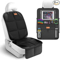 Non-Slip Backing Backseat Car Organizer Kick Mat with Storage Pockets, Large Waterproof Baby Car Seat Protector for Leather and Fabric (Black)