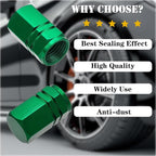 12PCS Tire Valve Stem Caps, with Rubber O-Ring, Corrosion Resistant Leak-Proof, Aluminum Alloy Universal Wheel Valve Covers for Cars, SUV, Trucks, Bikes, Motorcycles, Bicycles(Green)