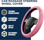 Car Steering Wheel Cover - Microfiber Leather Steering Wheel Wrap Sports 14.5-15 Inch Steering Wheel Cover Non-Slip for Men Women Pink & Pink Color