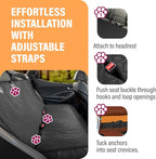 Pink XL Dog Car Hammock Back Seat Cover, Waterproof Backseat Cover Protector for Truck Bench Rear of Sedans or SUVs, Essential Pet Supplies Vacuum or Wipe Clean, Machine Washable