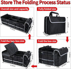 Car Trunk Organizer with Removable Cooler Bag - Collapsible Multi-Compartment Storage for SUV Truck Groceries Camping, Durable Nylon Auto Cargo Organizer (Black)
