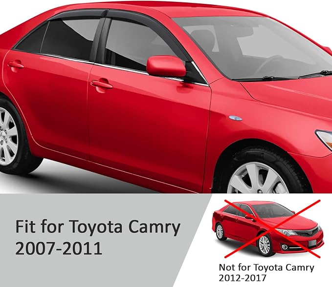 Voron Glass Tape-on Rain Guards for Toyota Camry 2007-2011, Window Deflectors, Vent Window Visors, 4 Pieces - 100882