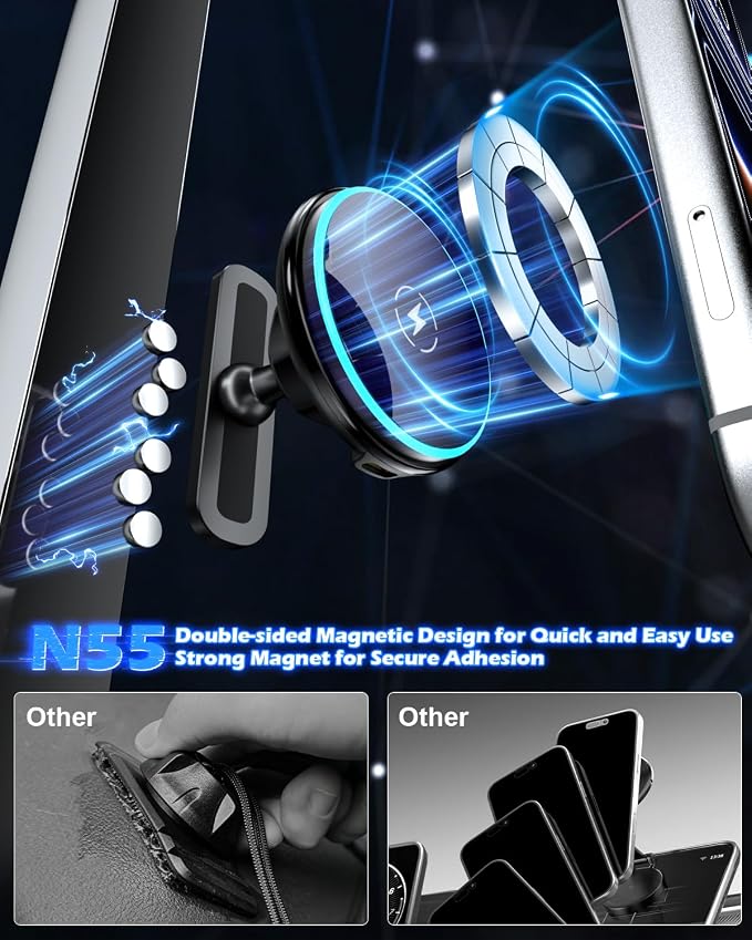 15W Charging for Hyundai Ioniq 5/Ioniq 9 Phone Mount, Magnetically Attaches to Metal Dashboard Phone Holder for 2022-2025 Ioniq5 2026 Ioniq 9, 2024-2025 Sonata Kona & 2025-2026 Tucson
