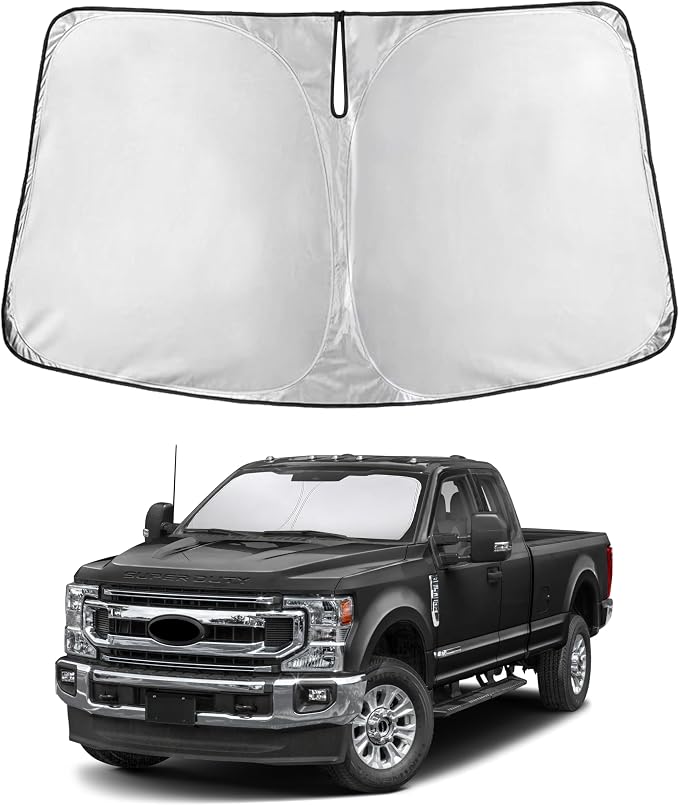 Windshield Sunshade Compatible for Ford Super Duty F250 F350 F450 F550 2017-2024 2025 2026, Sun Visor for Front Windshield & Window Sun Shade Cover, UV Heat Protector, Car Accessories
