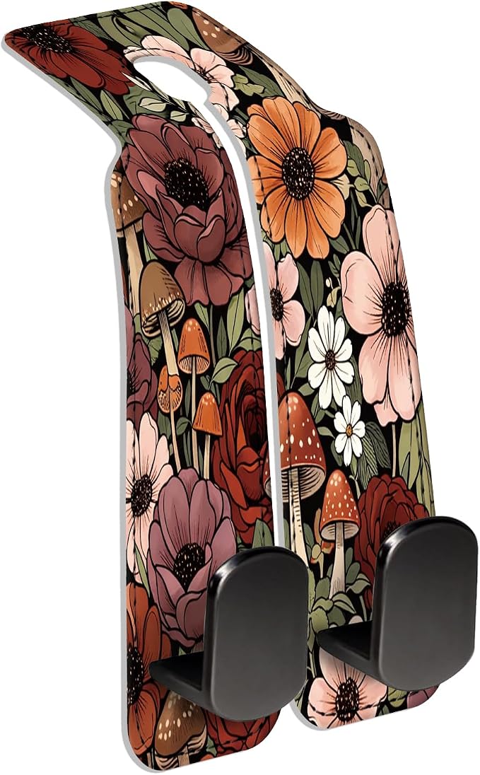 Car Seat Back Storage Hook, Funny Car Purse Hook, Cute Vehicle Storage Organizer for Purses Handbags Pink Vintage Floral