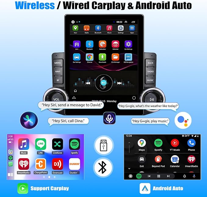 Android 15 Car Stereo Radio for Nissan Maxima 1995-1999 with Wireless CarPlay & Android Auto, 9.7" Touch Carplay Screen for Car, Bluetooth 5.0/5G WiFi/GPS/FM/RDS/SWC/Backup Camera/Mic 4+64G