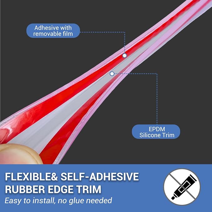 Clear Rubber Edge Trim, Flexible Baby Proof Edge Protector, 1/4" U Channel Edge Trim, Self-Adhesive Edge Guards for Plywood, Glass, Flexi-Glass, 10Ft, Transparent Color