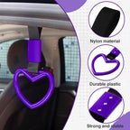 2PCS Heart Shaped Car Handle Straps, Rear Bumper Warning Keychain Ring for Car Exterior Accessories (Purple)