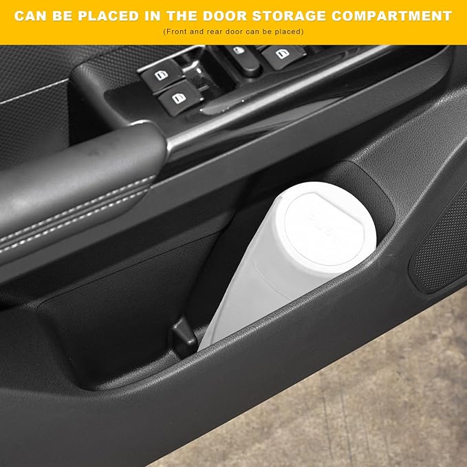 Car Trash Can Bin with Lid, Leakproof Portable Garbage Trash Bin Mini Cup Holder Organizer, Automotive Interior Dustbin Multipurpose Storage Container for Car Home Office (White)