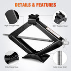 Scissor Jack for Car 2 Ton(4409 lbs), Heavy Duty Steel Scissor Lift Jack Car Kit with Ratchet Wrench for Sedan SUV MPV Tire Changing, 3.9''-15.7'' Lifting Range Portable Small Jack Black