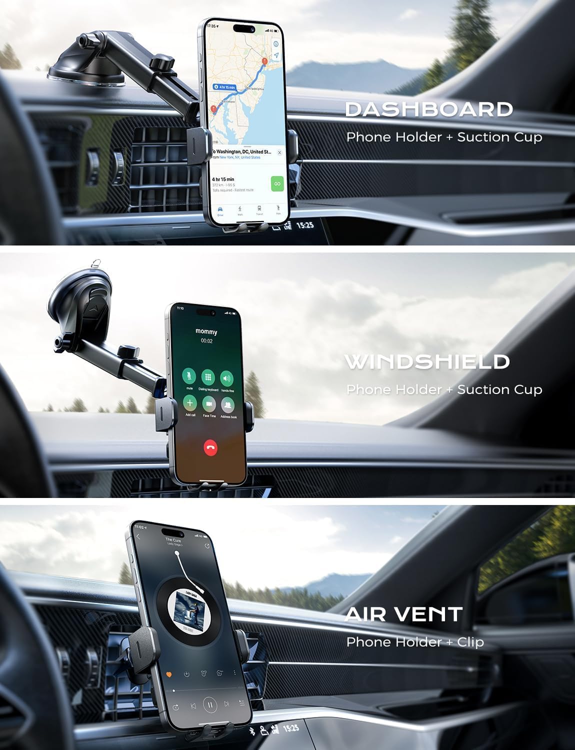 15W Wireless Car Charger — Fast-Charge Auto-Clamp Phone Holder