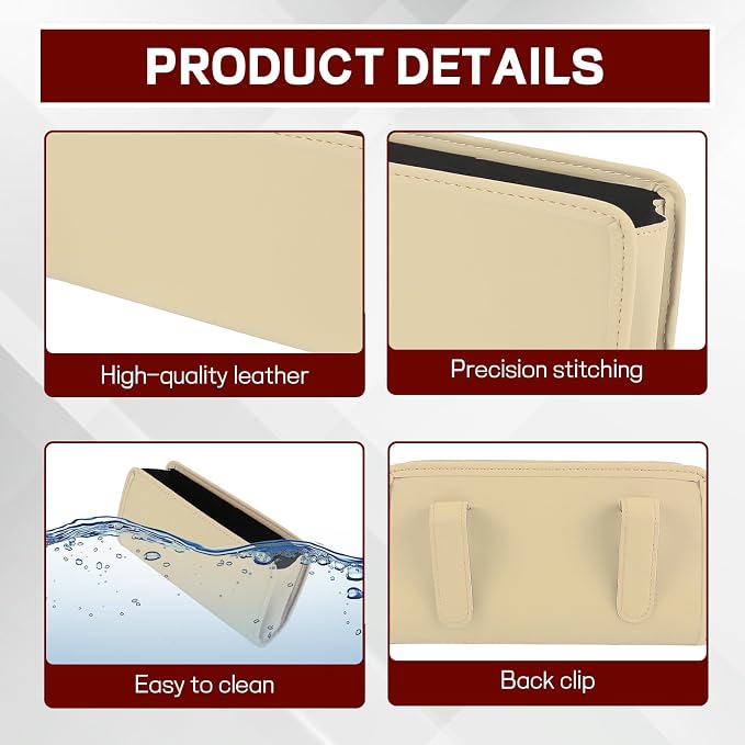 Car Trash Can, Leather Waterproof Automotive Garbage Can with Trash Bag, Hanging Mini Vehicle Trash Bin, Small Auto Door Organizer Storage Pouch, Universal Car Accessories (Beige)