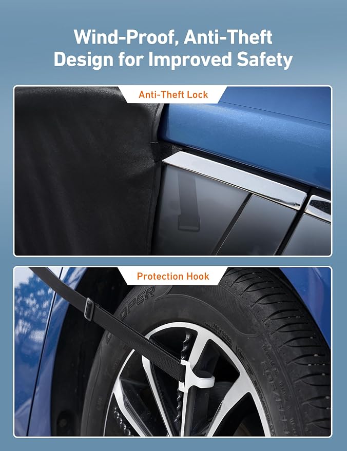 Car Windshield Snow Cover, Windshield Cover for ice and Snow, Frost Windshield Cover for Ice, 2*Removal Side Mirror Protector, Windproof UV Sunshade Cover for Cars, SUVs, Vans