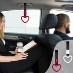 2 Pieces Rings Heart Shaped Car Handle Straps Drift Charm Rear Bumper Warning Ring Decor Subway Bus Broken Heart Handle for Car Interior (White and Red with Black Rope)