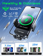 15W Wireless Car Charger — Fast-Charge Auto-Clamp Phone Holder