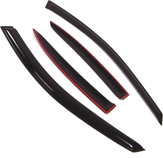 Outside Mount Window Vent Visors Rain Guards Compatible with Kia Rio 2000-2005 | Side Window Wind Deflectors Rain Shields | Smoke Tinted, 4 Pcs Set, DGWV-280