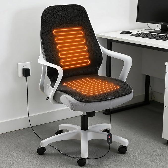 Heated Seat Cover with Fast Heat Warmer, Large Size Winter Seat Cushion Heating Pad Warm Christmas Holiday Gift for Home Office Winter, 3 Models Setting, Black