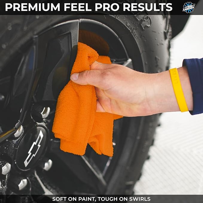 Edgeless 365 Microfiber Towels (10-Pack) Premium 70/30 Blend, Professional Polishing, Wax Removal, Auto Detailing, 365gsm, 16in x 16in, Orange