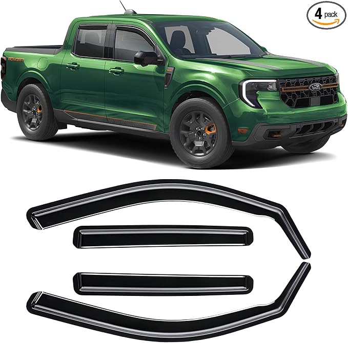 in-Channel Rain Guards Compatible with Ford Maverick 2022-2026 Durable Side Windows Wind Sun Deflectors 2022 2023 2024 2025 2026 Maverick Window Rain Guard Black 4 PCS