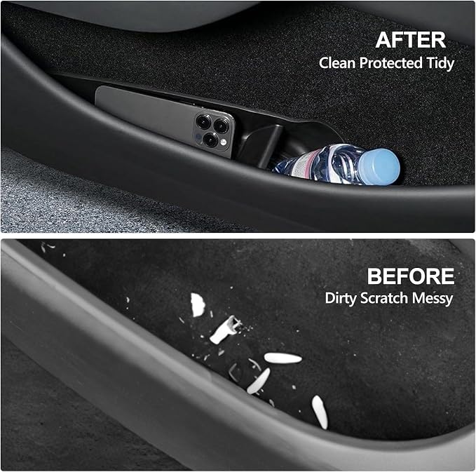 4Pcs Door Side Storage Box for Tesla Model Y Juniper 2025 2026 Front & Rear TPE Car Door Organizer Tray Anti Slip Easy to Clean Car Interior Accessories