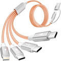 4 in 2 Multi Charging Cable, USB C Multiple Charger Cable with 3 X Type-C,1 X IP, Upgrade 2026 Travel Essentials Phone Charger Cord for iPhone 17/16/15/14,Car Accessories for Women,Orange
