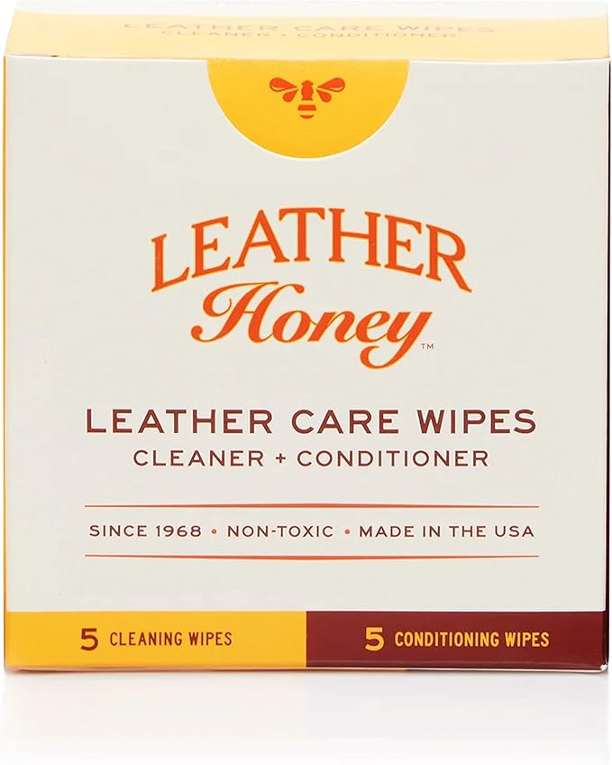 Leather Wipe Kit: Clean & Restore On-The-Go. For Any Color of Leather Couches, Car Seats, Purses, Shoes & Bags. Nontoxic, Ready-to-Use & Made in the USA. 5 Cleaner & 5 Conditioner Wipes