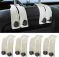 Leather Car Purse Hook for Headrest, 4 Pack, White-Black | Twin Hooks Headrest Hangers, 2/4 Pack, No-Slip, Scratch-Proof, Holds Purses, Backpacks, Grocery Bags, Car Organizer Gift