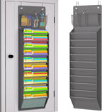 Over the Door File Organizer, Wall Hanging File Folders with 10 Large Pockets for Mails, Magazines, Back to School Supplies, Office Pocket Chart, Paper Organization (Gray)