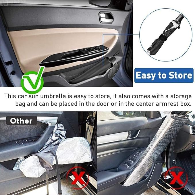 [2026 Upgraded] Sedan SUV Car Sun Shade for Windshield UV Rays and Heat Sun Visor Protector,Foldable Windshield Sun Shade Umbrella,Keep Car Cool,Easy to Use/Store,57''x 31''