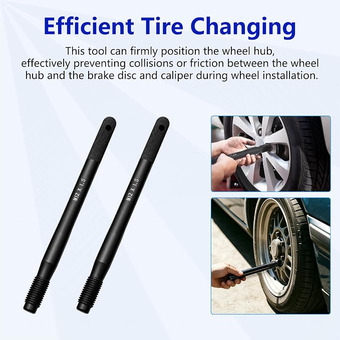 ZKTOOL Wheel Alignment Pin,Wheel Fixing BoltsBlack Wheel Hanger Alignment Pin Guide Tool,Wheel Lug Bolt Automotive Mechanic Tool,Tool for Changing Tires on Cars with Lug Bolts (2PC M12×1.5)…