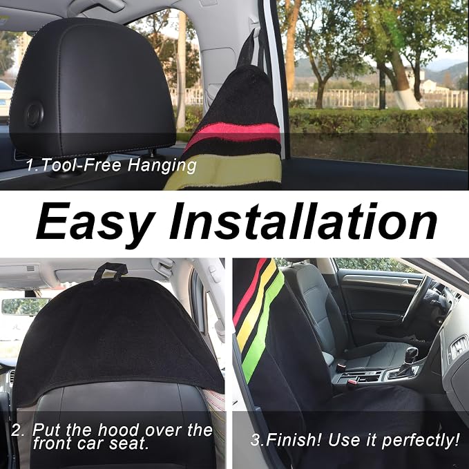 Waterproof Car Towel Seat Covers Front Seats for After Gym Workout,Auto Universal Interior Sweat Towels Cloth Bucket Carseat Cover Protector for Trucks SUV RV Boat Van (Black)