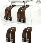 Amelity Car Headrest Hooks, Purse Hook for Vehicle 2 Pack Brown | Universal Car Interior Accessories for Women, Available in 2/4 Pack, Storage Hanger Holds Purses, Backpacks, Grocery Bags